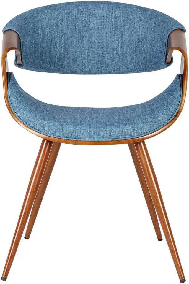 Alt view image 8 of 13 - Armen Living Butterfly Mid-Century Dining Chair in Walnut & Blue