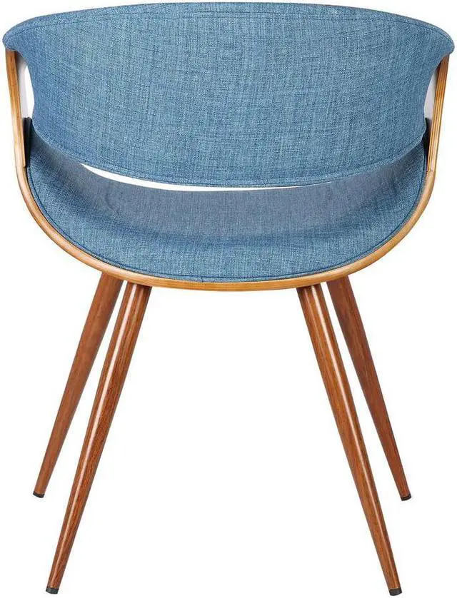 Alt view image 9 of 13 - Armen Living Butterfly Mid-Century Dining Chair in Walnut & Blue