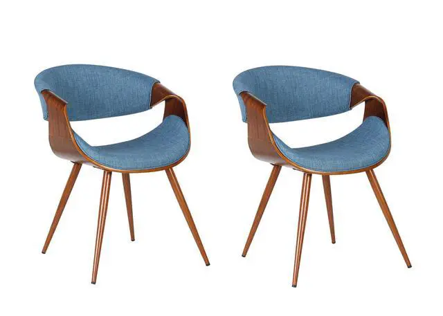 Alt view image 13 of 13 - Armen Living Butterfly Mid-Century Dining Chair in Walnut & Blue