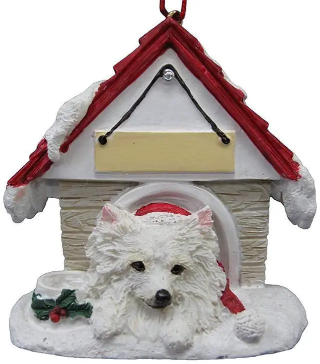 Main image of American Eskimo Doghouse Ornament Hand Painted and Easily Personalized
