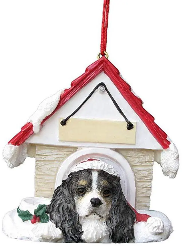 Main image of Cavalier King Charles Spaniel, Tricolor Doghouse Christmas Ornament