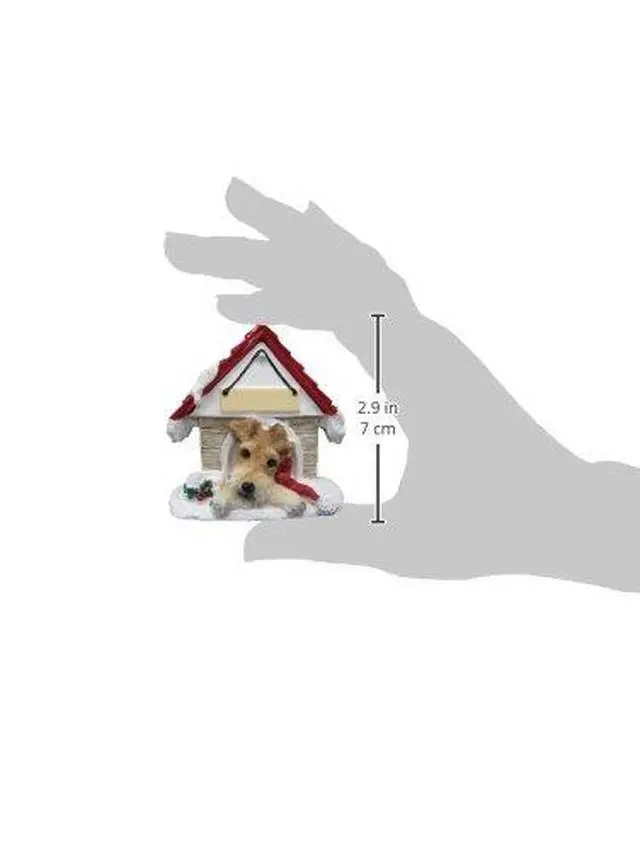 Alt view image 2 of 2 - Wire Fox Terrier Doghouse Ornament Hand Painted Easily Personalized