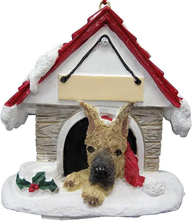 Main image of Great Dane, Fawn Doghouse Ornament Hand Painted Easily Personalized