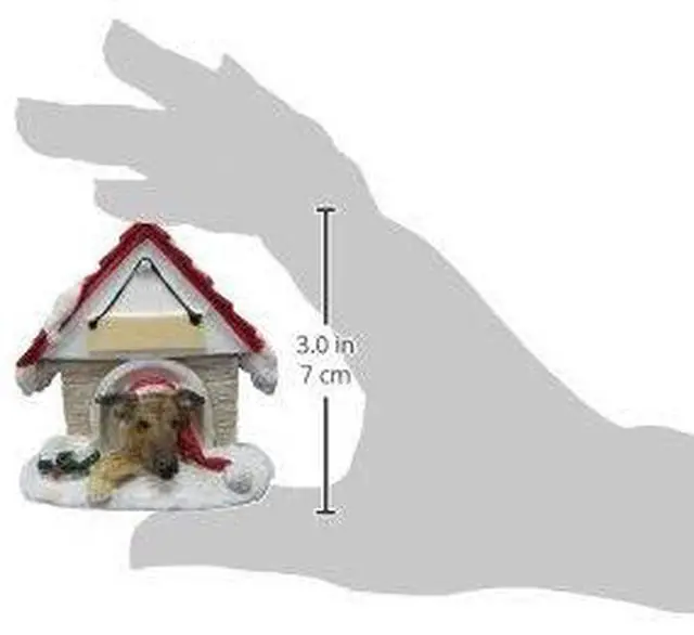 Alt view image 2 of 2 - Brindle Greyhound Doghouse Ornament Hand Painted and Easily Personalized