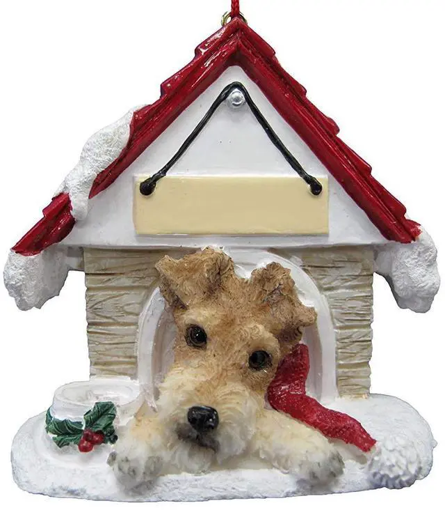 Main image of Wire Fox Terrier Doghouse Ornament Hand Painted Easily Personalized