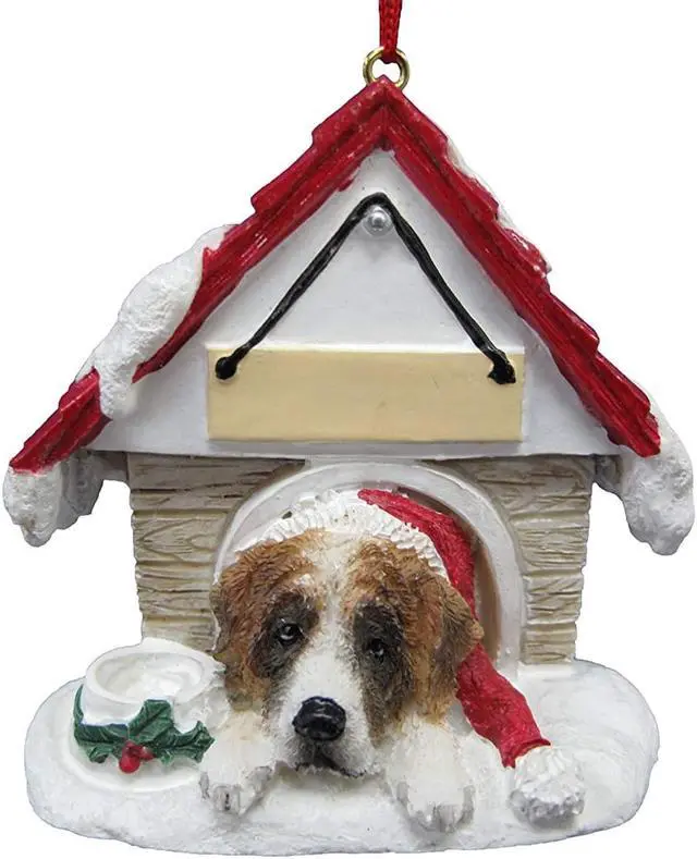 Main image of Saint Bernard Doghouse Ornament Hand Painted and Easily Personalized
