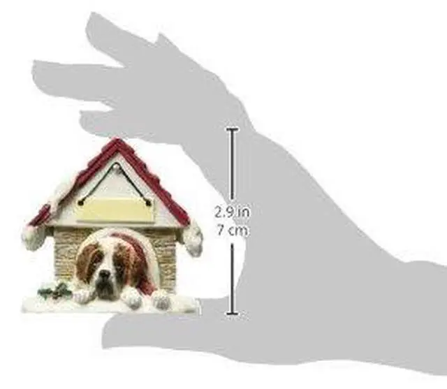 Alt view image 2 of 2 - Saint Bernard Doghouse Ornament Hand Painted and Easily Personalized