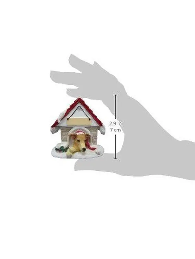 Alt view image 2 of 2 - Fawn Greyhound Doghouse Ornament Hand Painted and Easily Personalized