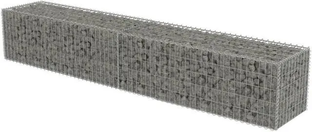 Alt view image 2 of 12 - vidaXL Gabion Wall with Covers Galvanized Steel 118"x19.7"x19.7" Garden Fence