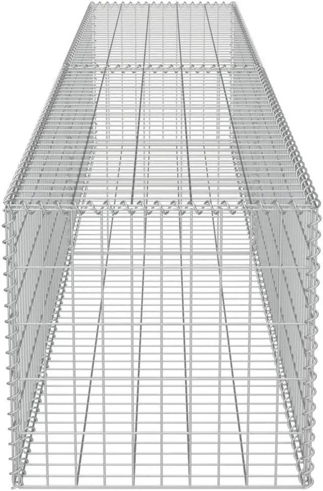 Alt view image 4 of 12 - vidaXL Gabion Wall with Covers Galvanized Steel 118"x19.7"x19.7" Garden Fence