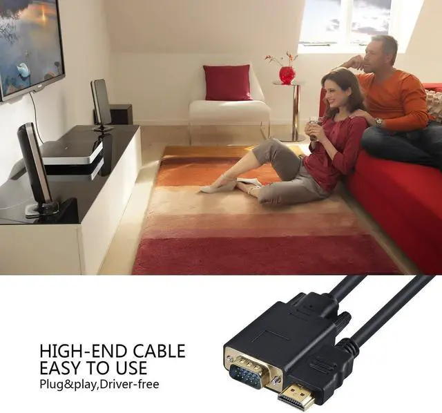 Alt view image 3 of 5 - Xhwykzz HDMI to VGA Adapter Cable VGA to HDMI Adapter Monitor D-SUB to HDMI 15 Pin to HDMI Adapter Male to VGA Male Connector Cord Transmitter one-Way Transmission for Computer PC