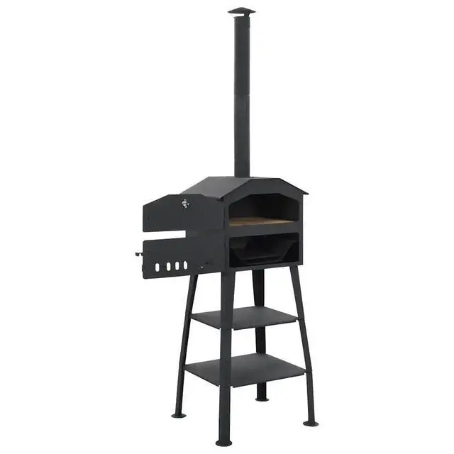 Alt view image 13 of 17 - vidaXL Patio Outdoor Pizza Oven Charcoal Fired Garden Chimney BBQ Smoker Bread