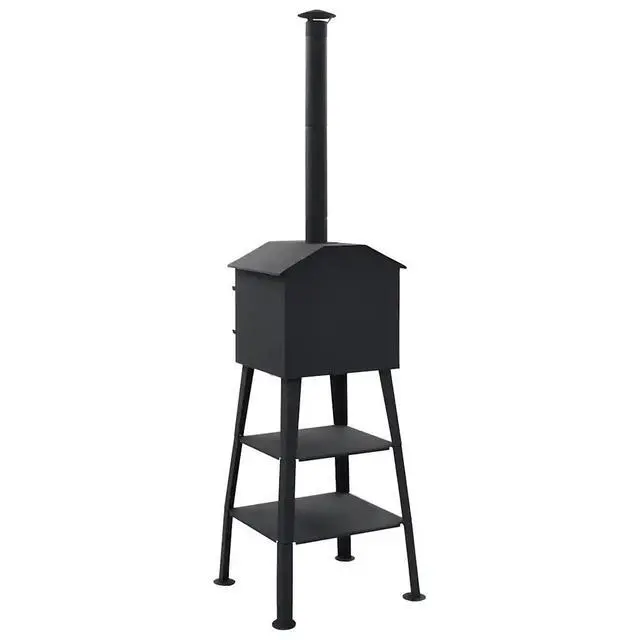 Alt view image 15 of 17 - vidaXL Patio Outdoor Pizza Oven Charcoal Fired Garden Chimney BBQ Smoker Bread