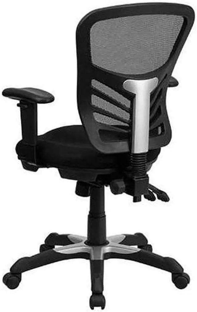 Alt view image 10 of 20 - Mid-Back Black Mesh Multifunction Executive Swivel Ergonomic Office Chair with Adjustable Arms