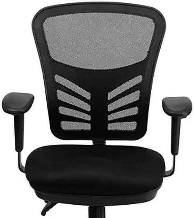 Alt view image 9 of 20 - Mid-Back Black Mesh Multifunction Executive Swivel Ergonomic Office Chair with Adjustable Arms