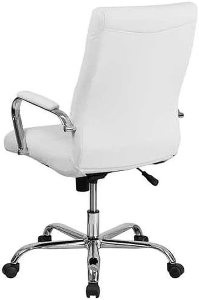 Alt view image 6 of 20 - High Back Office Chair | White LeatherSoft Office Chair with Wheels and Arms