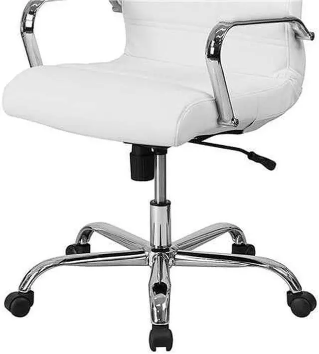 Alt view image 7 of 20 - High Back Office Chair | White LeatherSoft Office Chair with Wheels and Arms