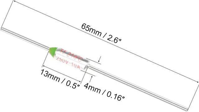 Alt view image 2 of 3 - Thermal Fuse 250V 10A TF 216 Celsius Degree Temperature Electrical Circuit Cutoff 10pcs