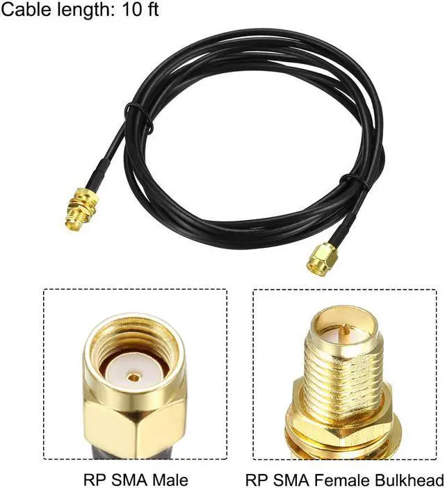 Alt view image 2 of 4 - Antenna Extension Cable RP-SMA Male to RP-SMA Female Low Loss RG174 10 ft