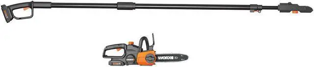 Alt view image 2 of 9 - Worx 20V 10" Auto Tension Electric Cordless Pole Chainsaw with Battery & Charger