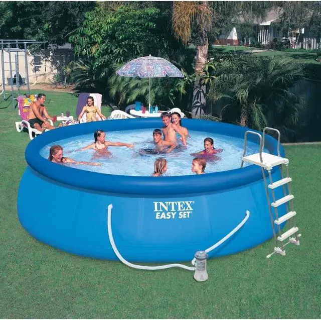 Alt view image 4 of 15 - Intex 15' x 48" Inflatable Easy Set Above Ground Swimming Pool w/ Ladder & Pump