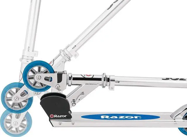 Alt view image 5 of 11 - Razor A2 Kids/Boys Folding Aluminum  Kick Scooter w/ Wheelie Bar - Blue