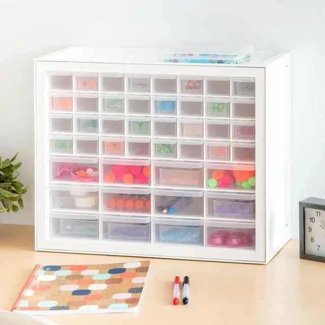 Alt view image 4 of 11 - IRIS USA 44 Drawer Stackable Storage Cabinet for Hardware Crafts, White Small Brick Organizer Utility Chest, Scrapbook Art Hobby Multiple Compartment
