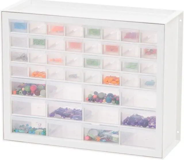 Alt view image 3 of 11 - IRIS USA 44 Drawer Stackable Storage Cabinet for Hardware Crafts, White Small Brick Organizer Utility Chest, Scrapbook Art Hobby Multiple Compartment