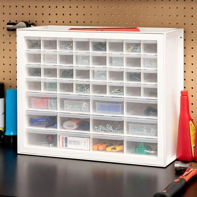 Alt view image 5 of 11 - IRIS USA 44 Drawer Stackable Storage Cabinet for Hardware Crafts, White Small Brick Organizer Utility Chest, Scrapbook Art Hobby Multiple Compartment