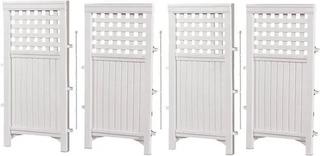 Main image of Suncast 4 Panel Screen Enclosure Freestanding Steel Resin Reversible Panel Outdoor Screen TRE, White