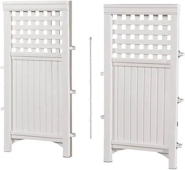 Alt view image 3 of 6 - Suncast 4 Panel Screen Enclosure Freestanding Steel Resin Reversible Panel Outdoor Screen TRE, White