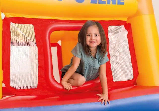 Alt view image 7 of 18 - Intex Inflatable Jump-O-Lene Trampoline Bounce House with Crawl-Thru Door & Net