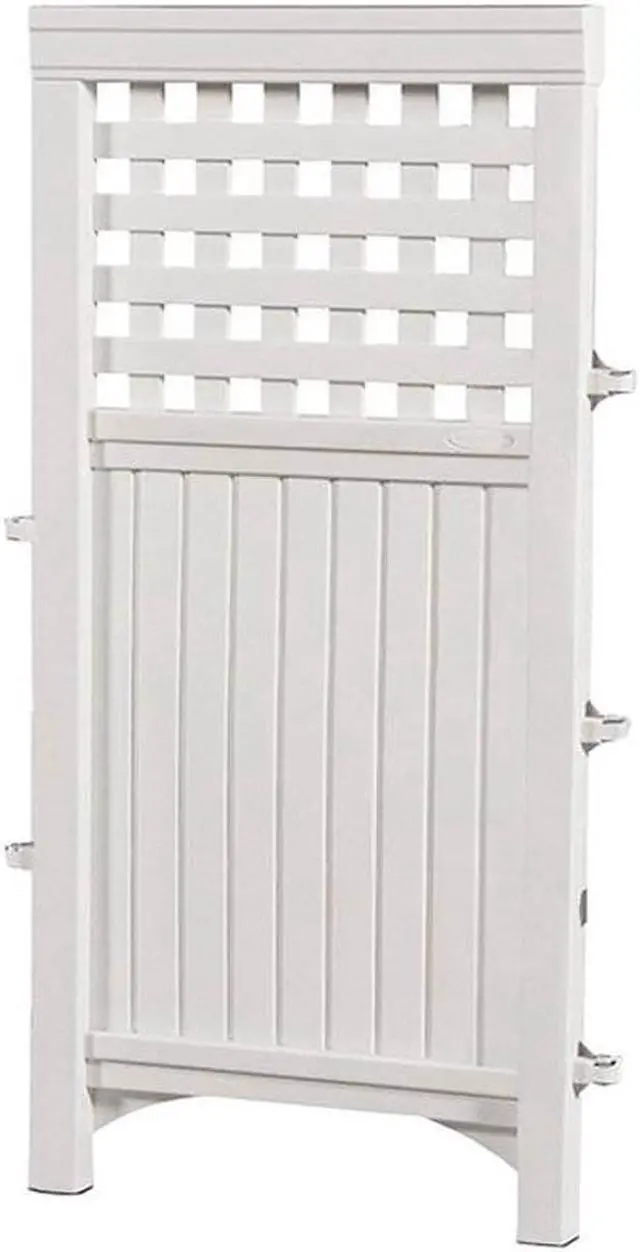 Alt view image 6 of 6 - Suncast 4 Panel Screen Enclosure Freestanding Steel Resin Reversible Panel Outdoor Screen TRE, White