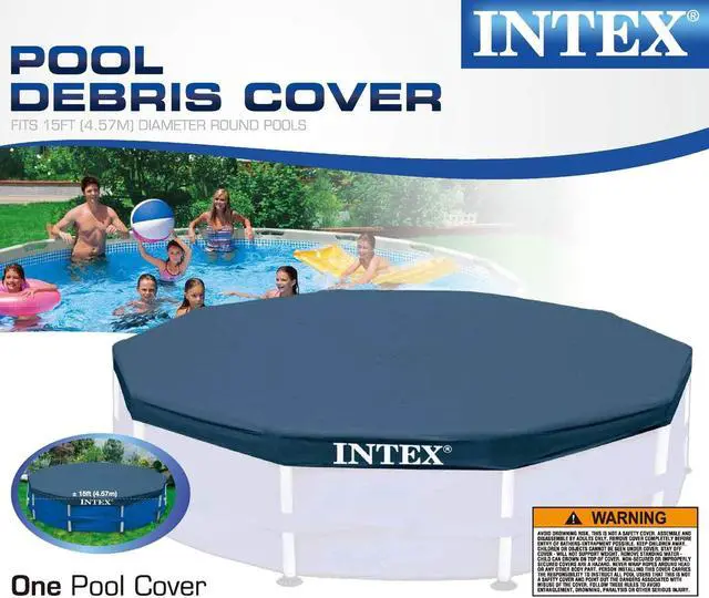 Alt view image 4 of 7 - Intex 28032E 15 Foot Round Above Ground Swimming Pool Cover, (Pool Cover Only)