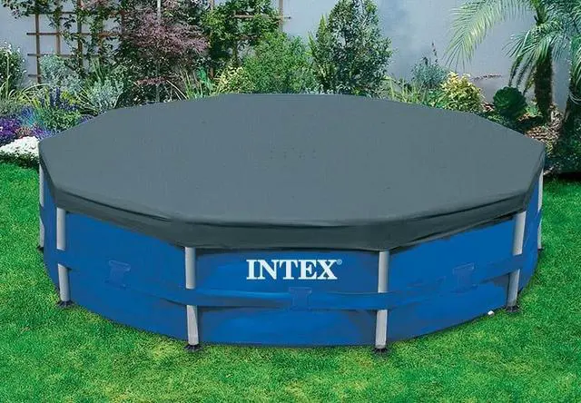 Alt view image 3 of 7 - Intex 28032E 15 Foot Round Above Ground Swimming Pool Cover, (Pool Cover Only)
