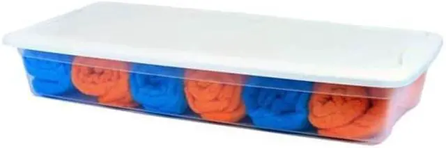 Alt view image 7 of 8 - Sterilite Storage Tote Clear/White  Polypropylene Includes Lid 19608006