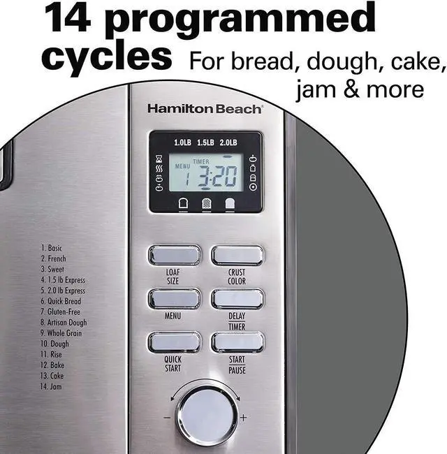 Alt view image 4 of 8 - Hamilton Beach 29888 Premium 2 Pound Dough and Bread Maker, Stainless Steel