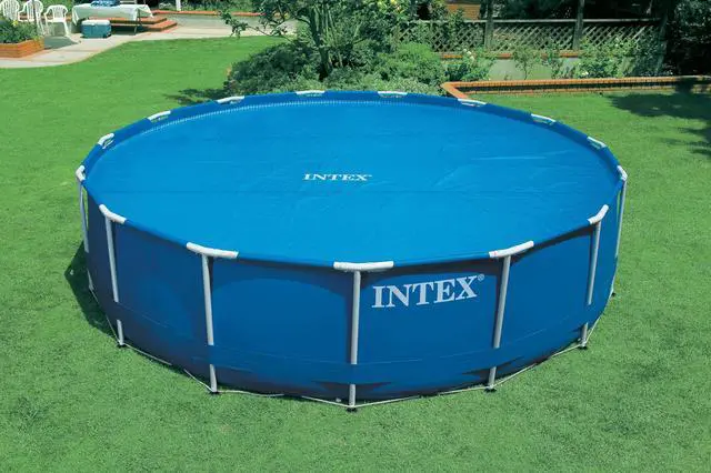 Alt view image 2 of 11 - Intex 15 Foot Round Easy Set Vinyl Solar Cover for Swimming Pools, Blue | 29023E