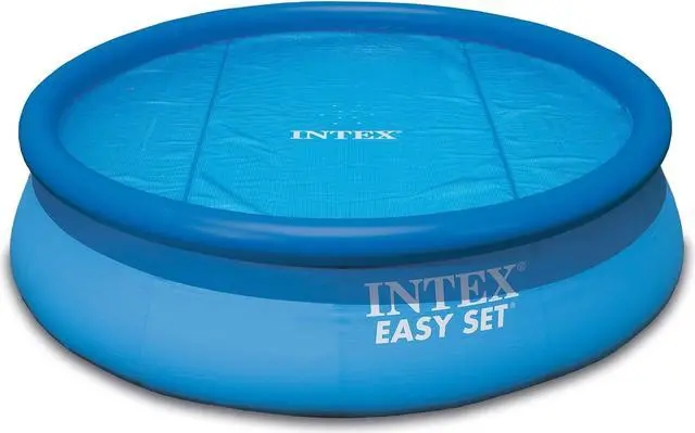Alt view image 4 of 11 - Intex 15 Foot Round Easy Set Vinyl Solar Cover for Swimming Pools, Blue | 29023E