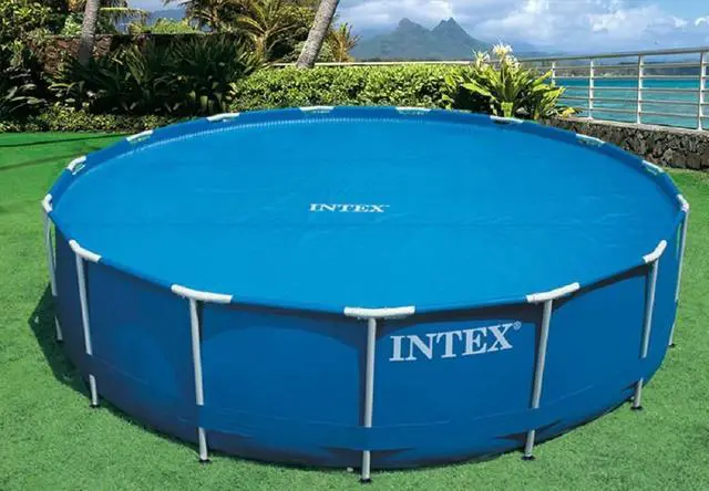 Alt view image 3 of 11 - Intex 15 Foot Round Easy Set Vinyl Solar Cover for Swimming Pools, Blue | 29023E
