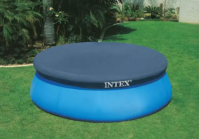 Alt view image 3 of 11 - Intex 7.3 Ft Above Ground Swimming Pool Vinyl Round Cover Tarp, No Pool Included