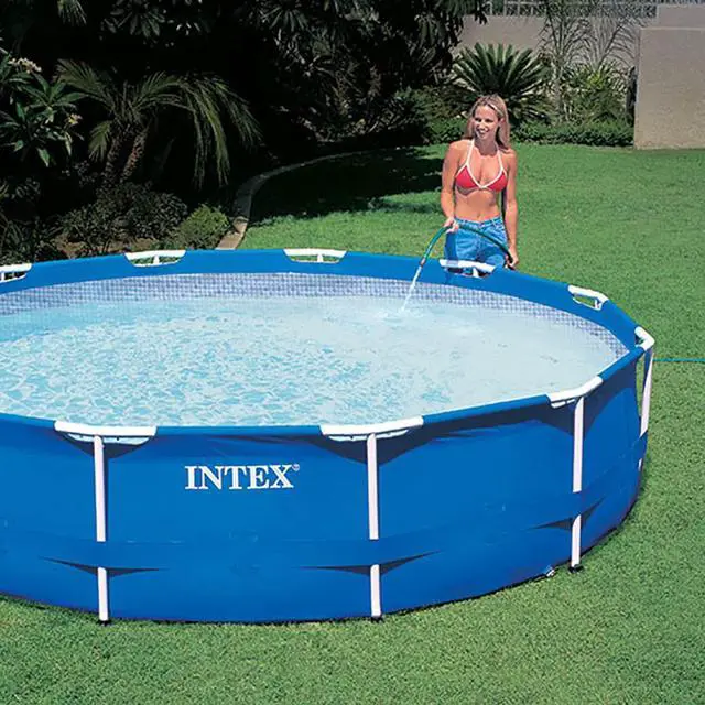 Alt view image 7 of 11 - Intex 28211EH 12' x 30" Metal Frame Round Above Ground Swimming Pool with Pump