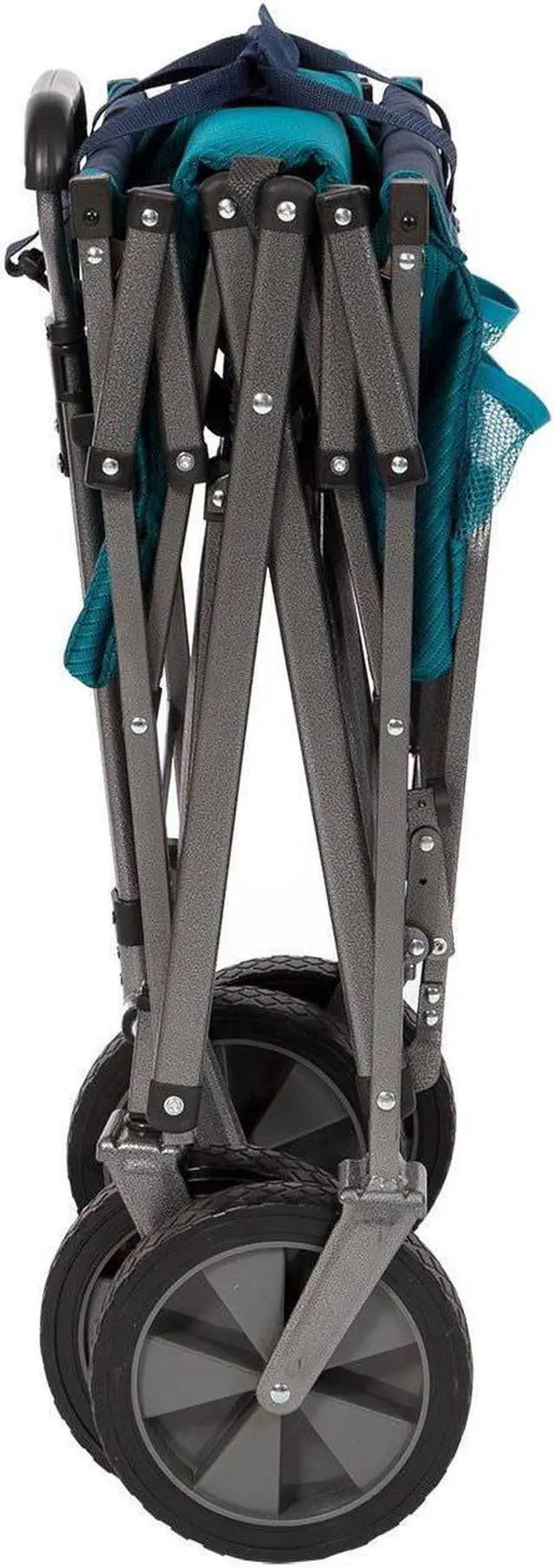 Alt view image 3 of 5 - Mac Sports Double Decker Collapsible Outdoor Cart Utility Garden Wagon, Teal