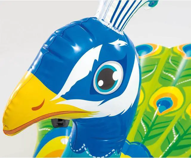Alt view image 5 of 7 - Intex Giant Inflatable Colorful Peacock Island Ride On Swimming Pool Float Raft