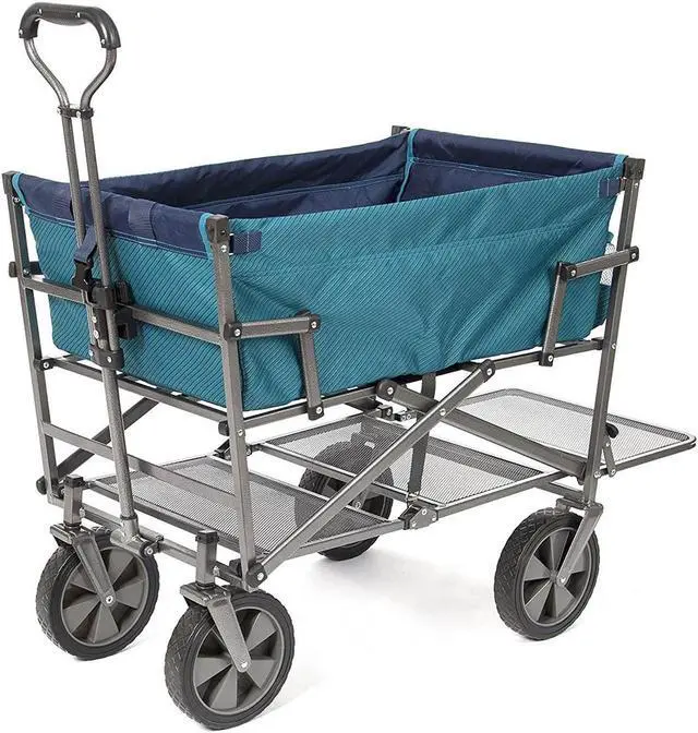 Main image of Mac Sports Double Decker Collapsible Outdoor Cart Utility Garden Wagon, Teal