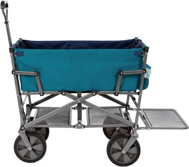 Alt view image 2 of 5 - Mac Sports Double Decker Collapsible Outdoor Cart Utility Garden Wagon, Teal