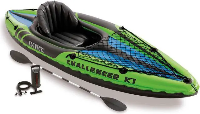 Alt view image 4 of 14 - Intex Challenger K1 Inflatable Single Person Kayak Set and Accessory Kit w/ Pump