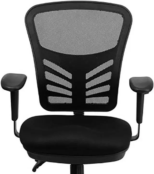 Alt view image 19 of 20 - Mid-Back Black Mesh Multifunction Executive Swivel Ergonomic Office Chair with Adjustable Arms