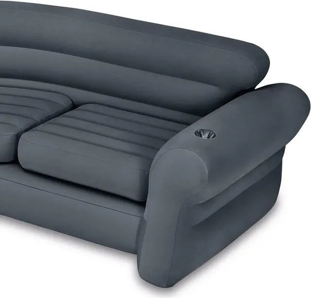 Alt view image 9 of 12 - Intex 68575EP Inflatable Corner Living Room Air Mattress Sectional Sofa, Beige