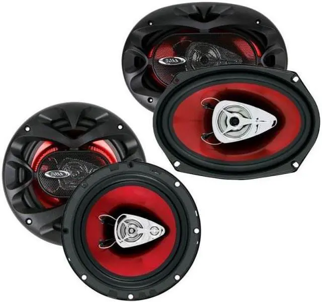 Alt view image 2 of 4 - 2) Boss CH6530 6.5" 300W + 2) CH6920 6x9" 350W 2-Way Speakers + R1004 400W Amp